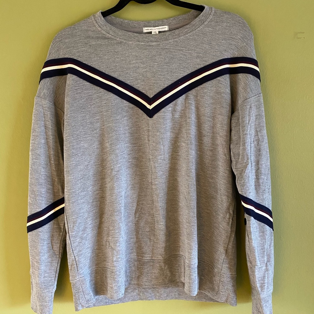 Embellished grey crew neck sweatshirt